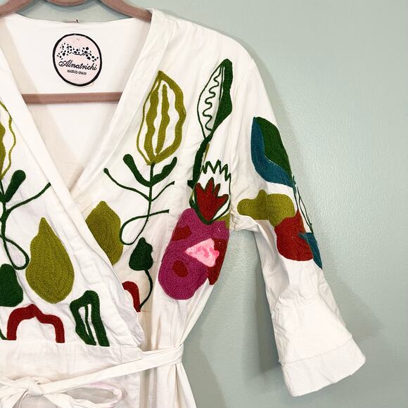 Almatrichi Womens Colorful Embroidery Floral Surplice Wrap-Around Dress Size 10 - Picture 16 of 16